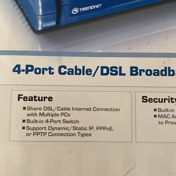 SALE  TRENDnet 4 port cable/DSL broadband router TW100NS4W1ca in box - Picture 2 of 11